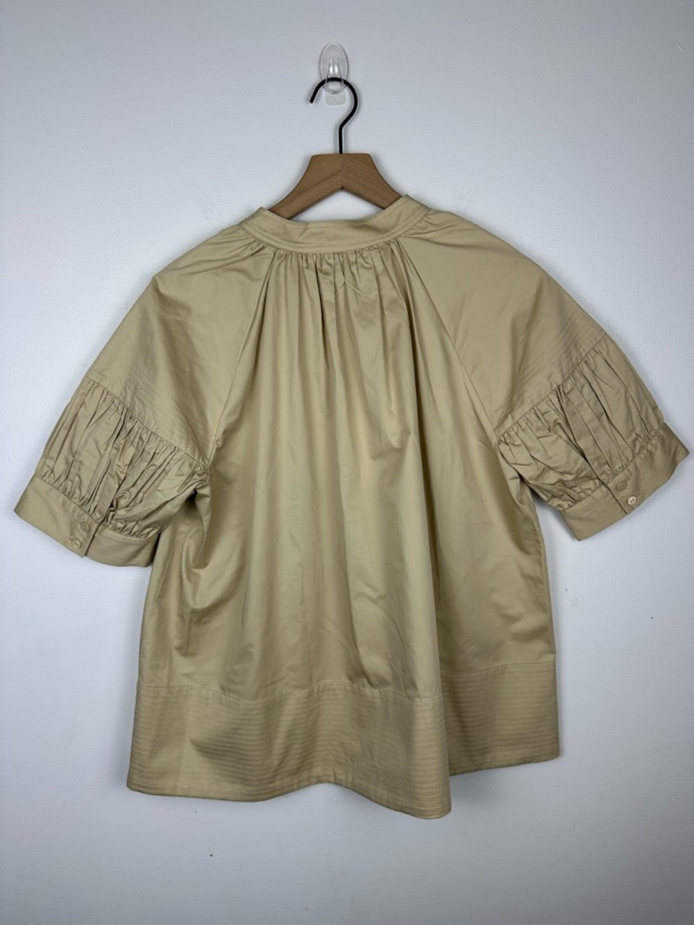 Tuckernuck Ruthie Blouse V-Neck Short Puff Sleeve Cotton Top Women’s Sz L - Picture 8 of 9